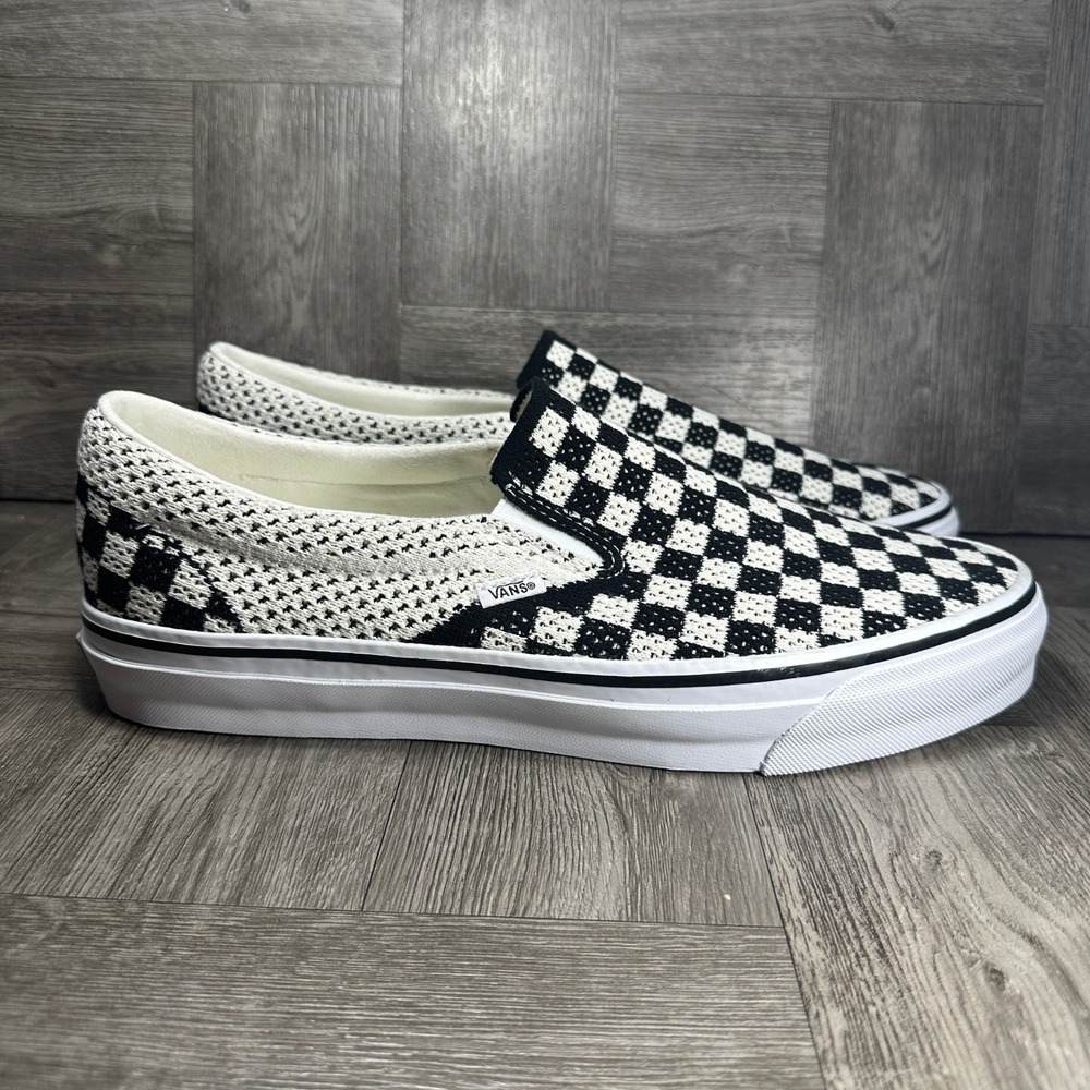Vans Slip-On Knit Checkerboard Men 13 Black White Breathable NEW 721356